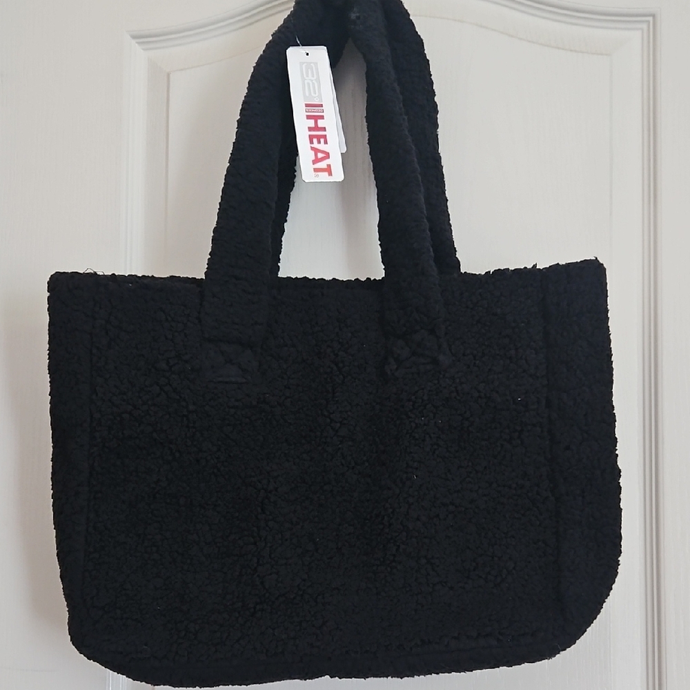 32 Degree Heat Cozy Black Sherpa Tote Bag